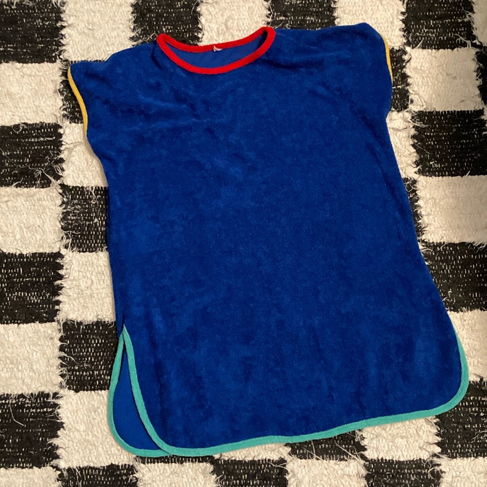 Blue Terry Swim Coverup with Color-Trim Accents